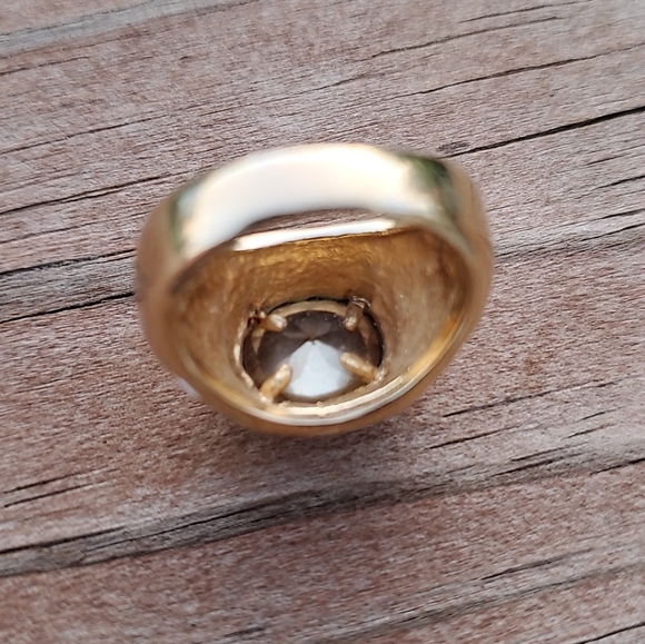 Vintage Gold Tone Citrine Statement Ring (Size 6) - Picture 5 of 7